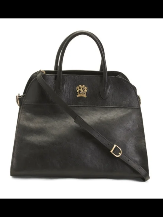 Pratesi Firenze Black Leather Handbag. Made i  Italy.