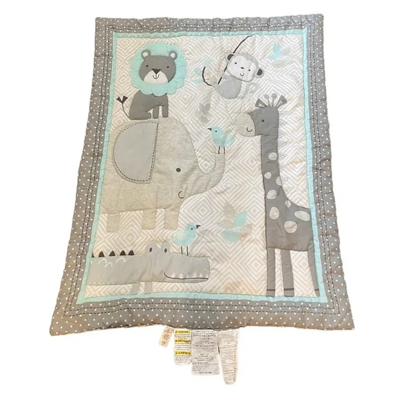 Cuddle Time Elephant Giraffe Bird Alligator Baby Blanket Comforter Quilt 33”x42”