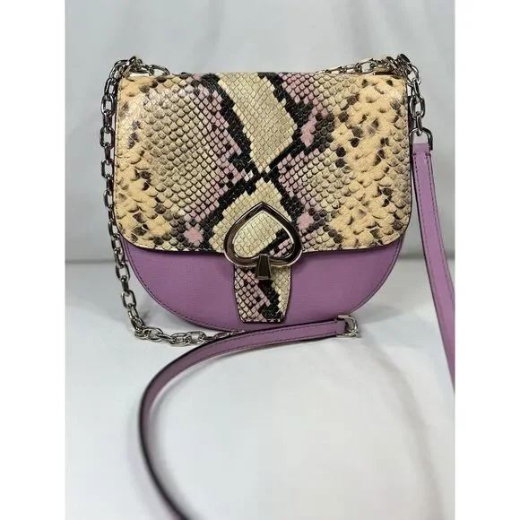 KATE SPADE NEW YORK MEDIUM CHAIN‎ SADDLE BAG ROBYN EXOTIC PINK MAUVE