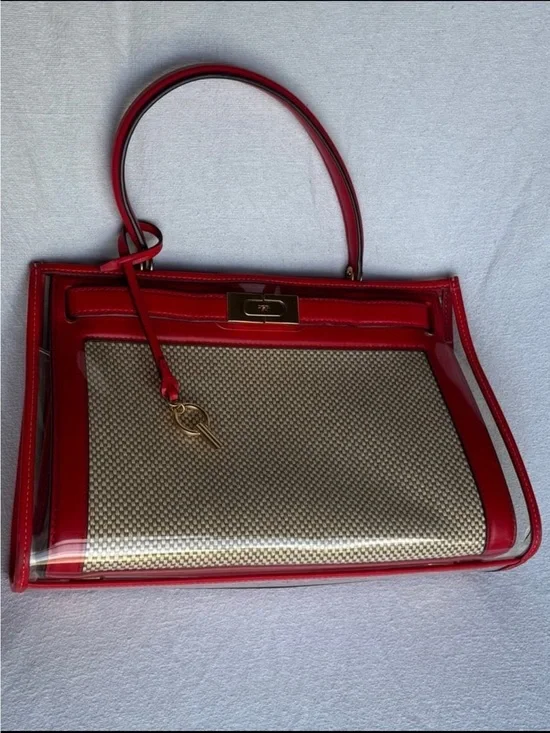 Tory Burch Black Trim Natural Woven Top-Handle Satchel