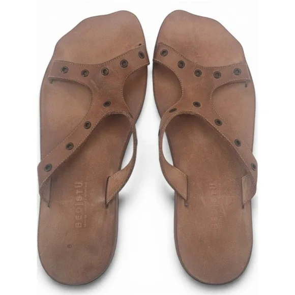 Bed Stu Capriana Sandals Mens 11 Leather Slide Tan Brown Vibram EUC