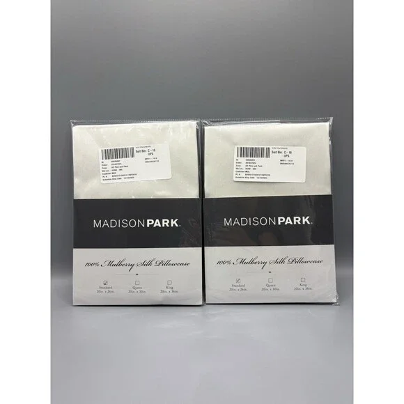 Madison Park  Pillowcases (Set of 2), 100% Mulberry Silk, Ivory