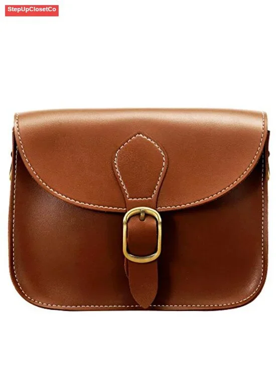 Vintage Crossbody Saddle Bag Faux Leather Satchel Women Casual Purse Vegan