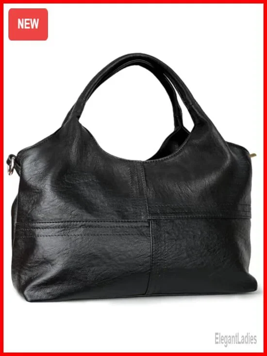 Vegan Leather Satchel Handbag for Women with Detachable Strap