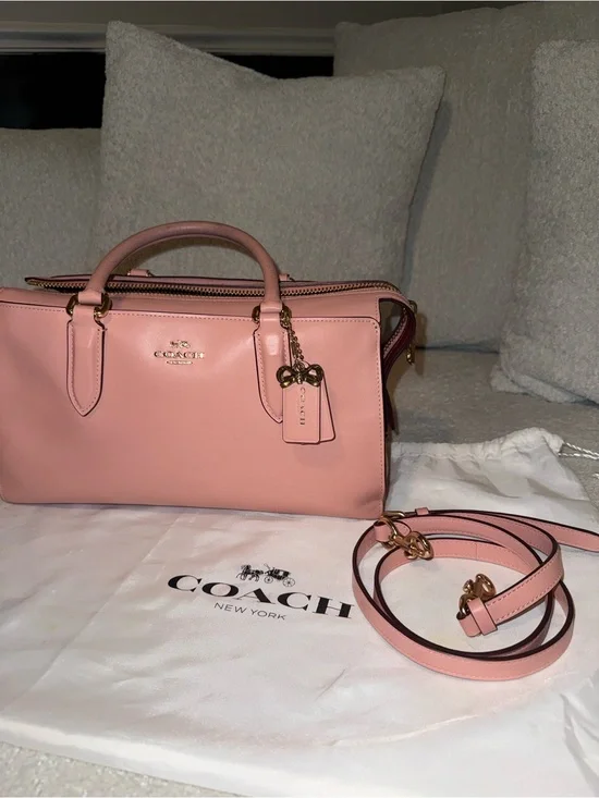 Coach Pink Leather Purse with detachable cross body strap