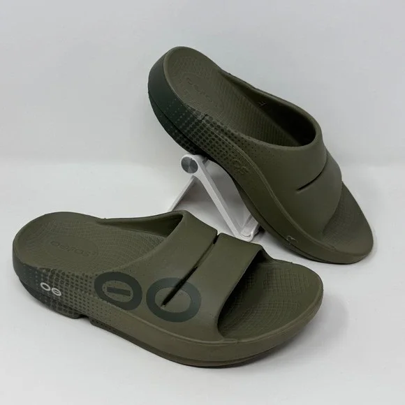 Oofos OOahh Sport Slide Sandals Forest Green Mens 4 Womens 6 EU 37 Recovery