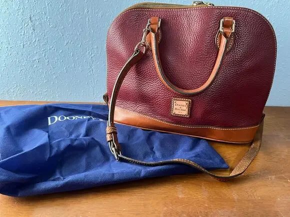 Dooney & Bourke Burgundy Two Tone Leather Zip Zip Satchel