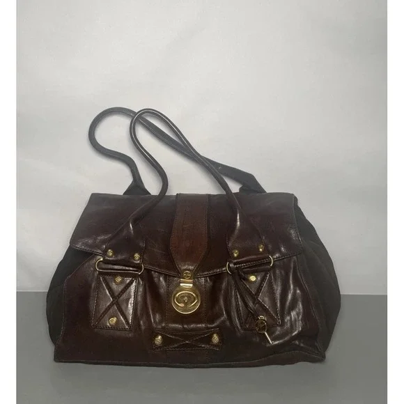 FRANCESCO BIASIA Large Leather Suede Handbag
