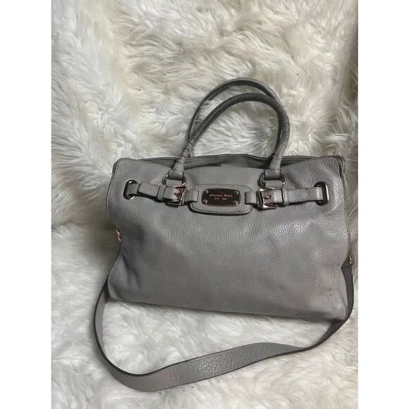Michael Kors Gray Leather Satchel Bag/Shoulder bag Rose gold hardwares.