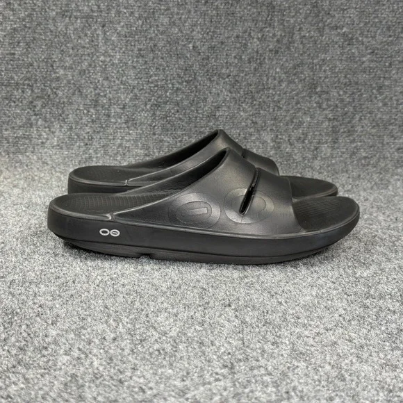 Oofos OOahh Sport Slide Sandals Men's 10 Black Athletic Running Recovery‎ Beach