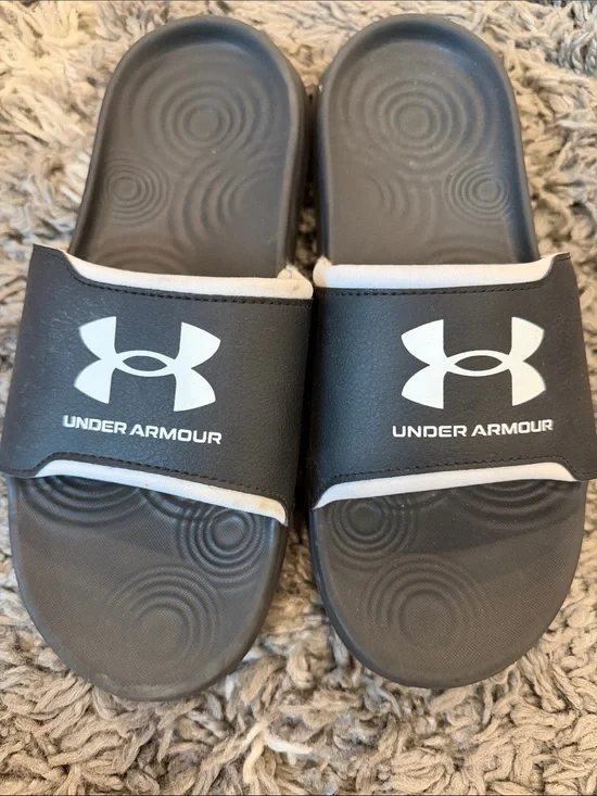 Under Armour Kids Black and White Slide Sandals