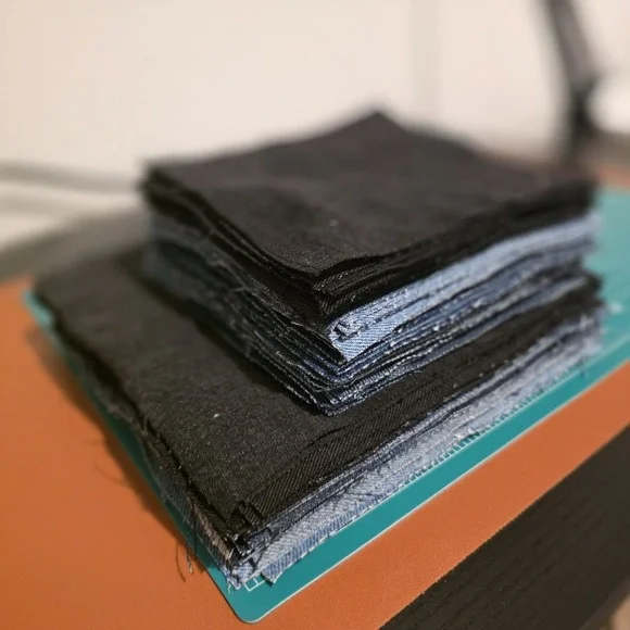 Denim Squares Lot Of 85 100% Cotton Blue Jean Fabric Rotary Cut  6