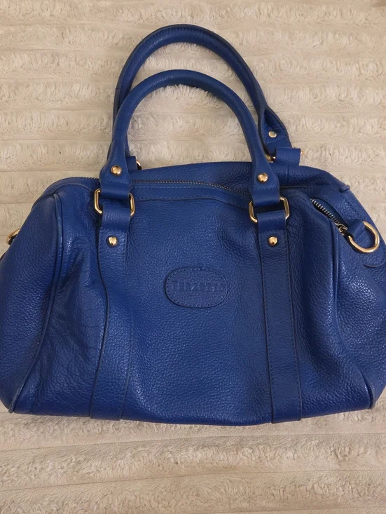 Terzetto Royal Blue Pebbled Leather Satchel