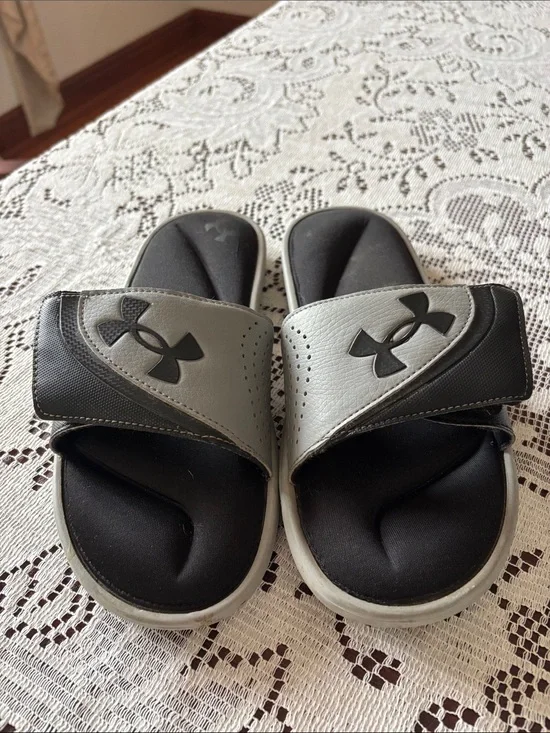 Under Armour Black and Gray Men's Adjustable Slide Sandals