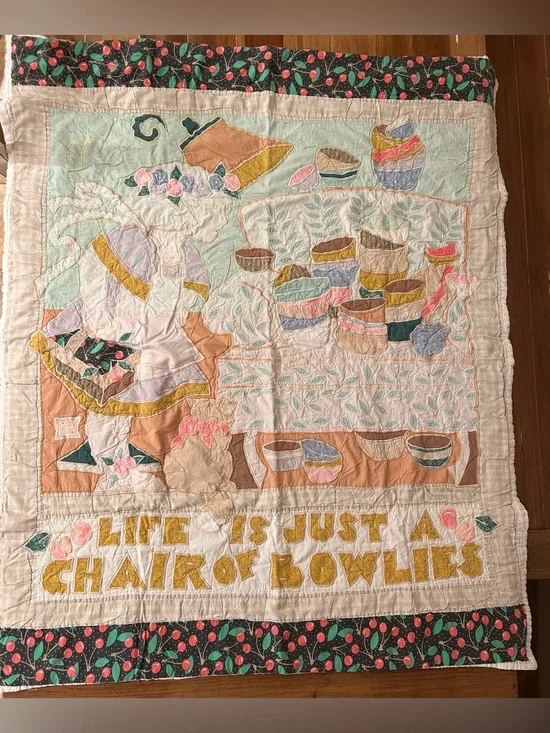 Vintage Quilted Throw Blanket in Pastel Multi-Color. 54X45