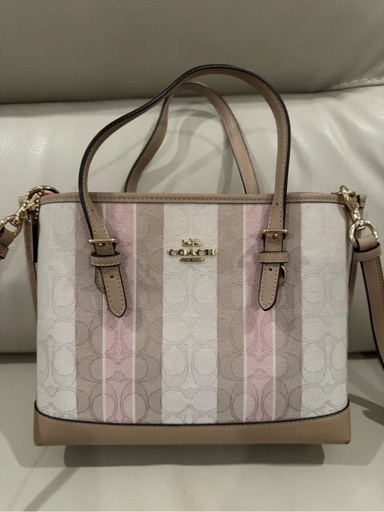 COACH Heritage Stripe Signature Horse & Carriage Satchel