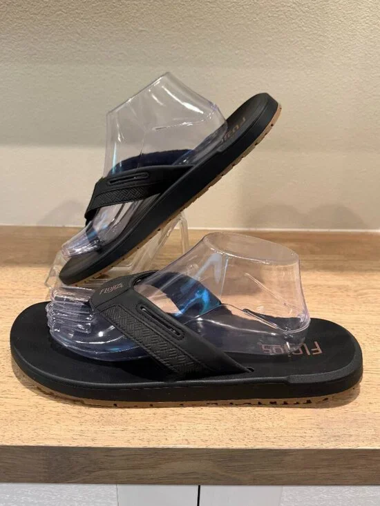 Flojos Men's Flip Flops Sandals Black Brown Size 10 Like New