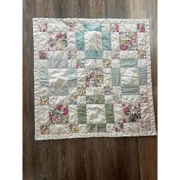 Handmade‎ Patchwork Quilt Crib Blanket Nursery Floral Cottagecore Heirloom Soft