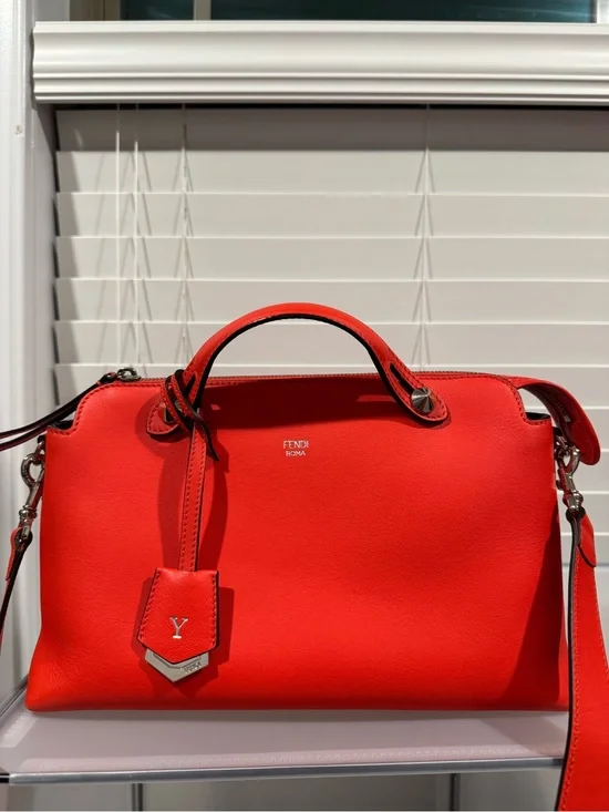 Fendi Bright Red Leather Satchel with Top Handle