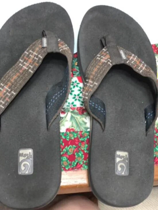 Teva Men's Mush Tartan Brown Flip Flop Size 11