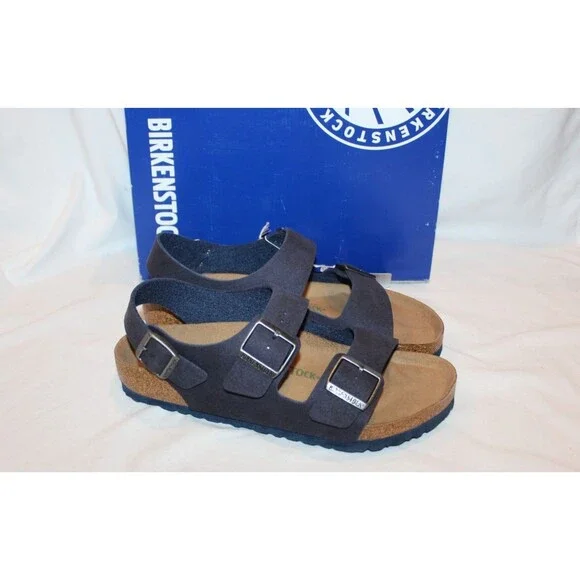 BIRKENSTOCK MEN'S MILANO VEGAN LEATHER INDIGO BLUE EU 42 US 9 REGULAR NIB