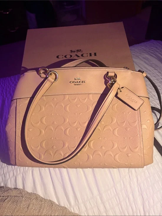 Coach Pebbled Signature Satchel - Blush Pink
