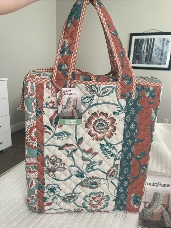 CountryHome Loretta Quilted Throw Blanket Reversible Floral Multicolor 50x60