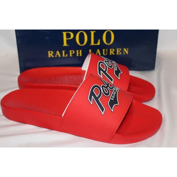 Polo‎ Ralph Lauren Men's Signature Pony Slide RED BLUE NIB SZ 14