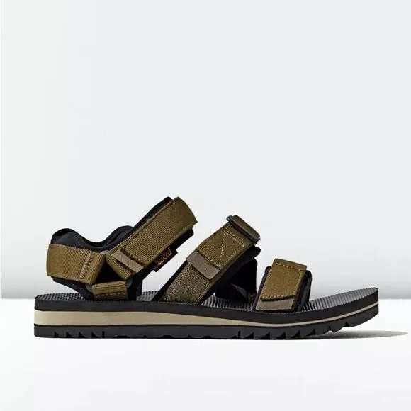 Teva Cross Strap Trail Men's Sandals Olive Black Vibram Mega Grip Soles Sz 9