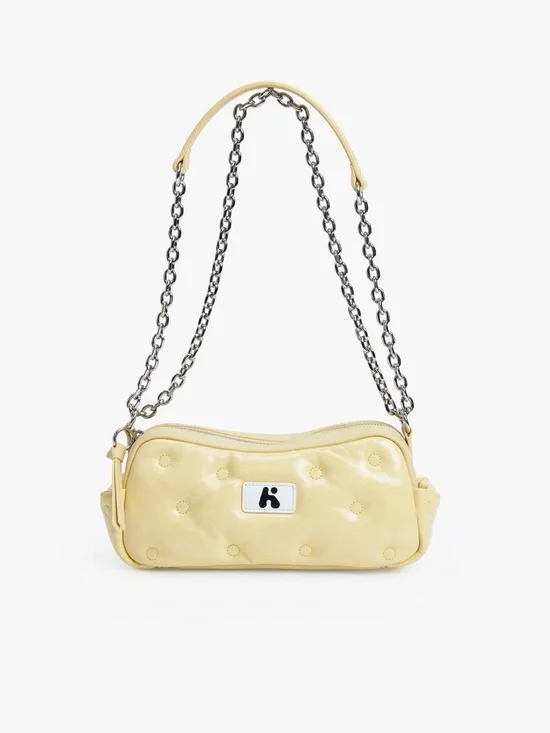 Karak Yellow Quilted Chain-Handle Shoulder Bag Silver Chain