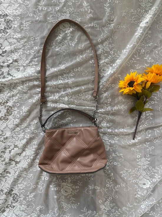 Nine West Quilted Taupe Shoulder Crossbody Bag