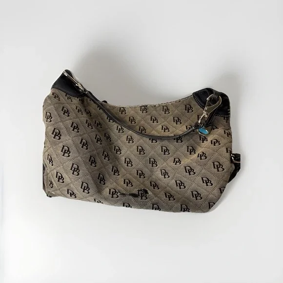 DOONEY & BOURKE Monogram Black Grey Canvas Tote Bag