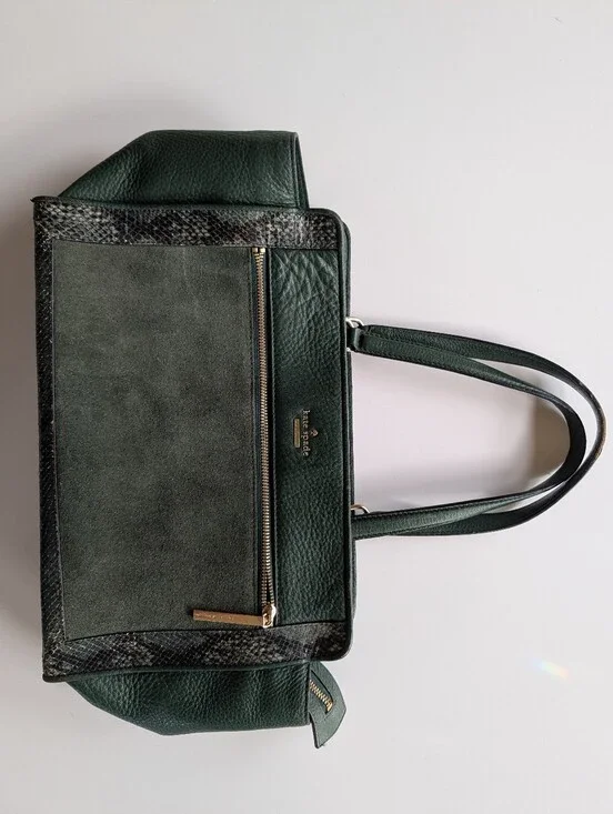 Kate Spade NY Chatham Lane Harlan Satchel 💚Leather Suede Bag Forest Green