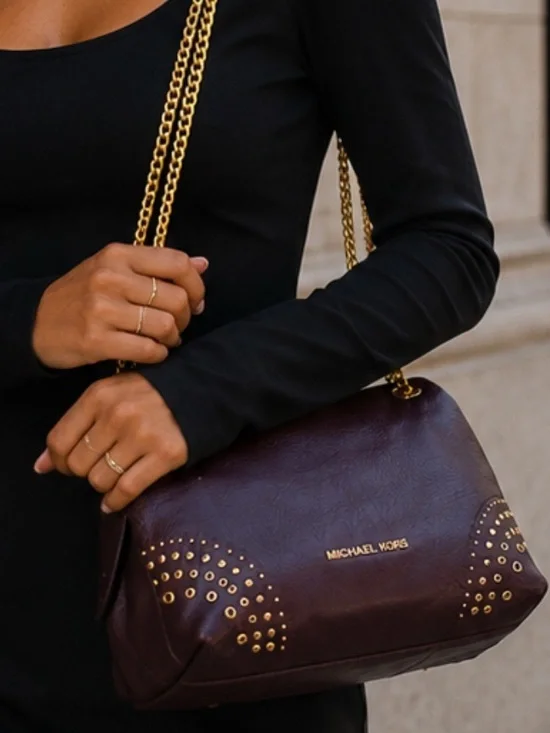 Michael Kors Damson Medium‎ Chain Messenger Leather shoulder Bag 35F8GTTM6L New