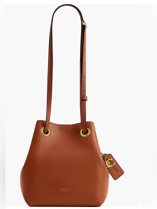 COACH Jade Drawstring Bucket Bag Amber Brown