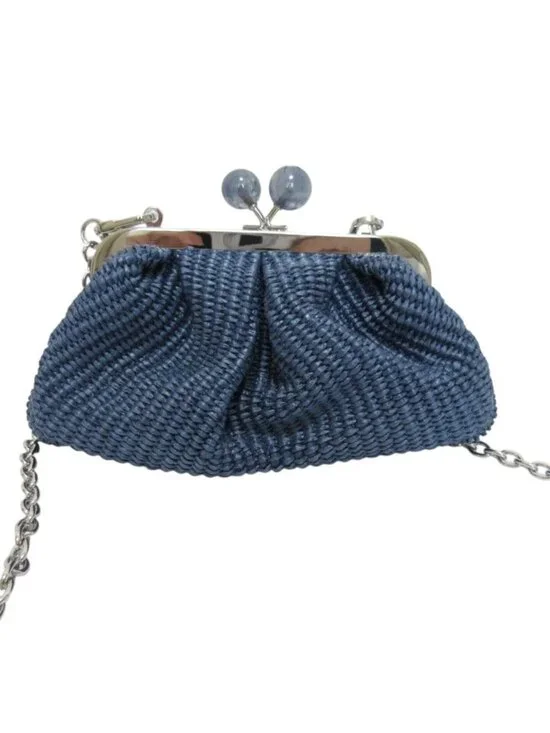 Max Mara Weekend Pasticcino Kiss Lock Braided Shoulder Bag Navy