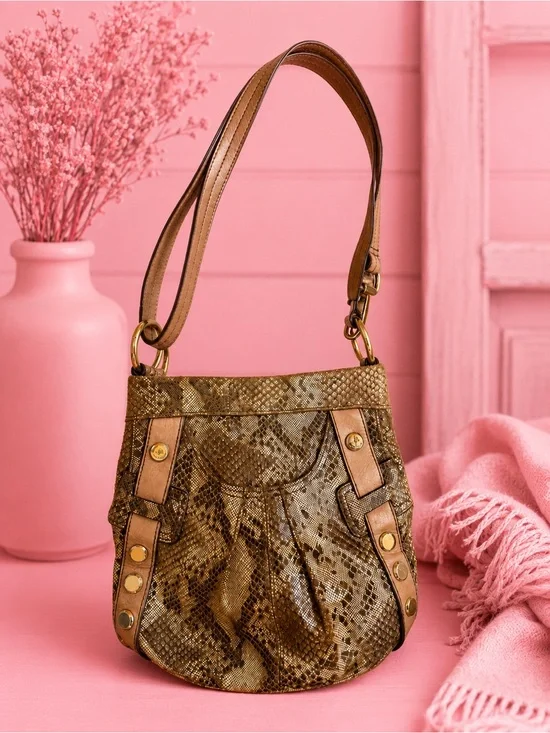 B Makowsky Snake-Print Shoulder Bag