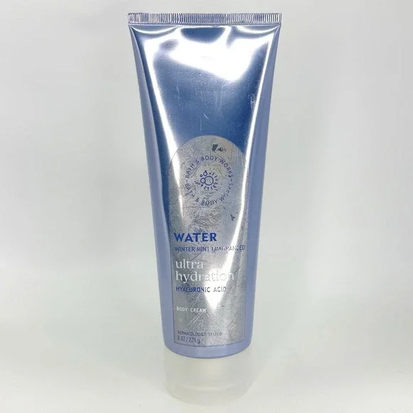 Bath & Body Works Water Ultra Hydration Body Cream‎ Winter Mint 8 oz New