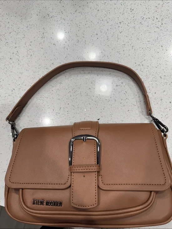 Steve Madden Caramel Tan Buckle Shoulder Bag