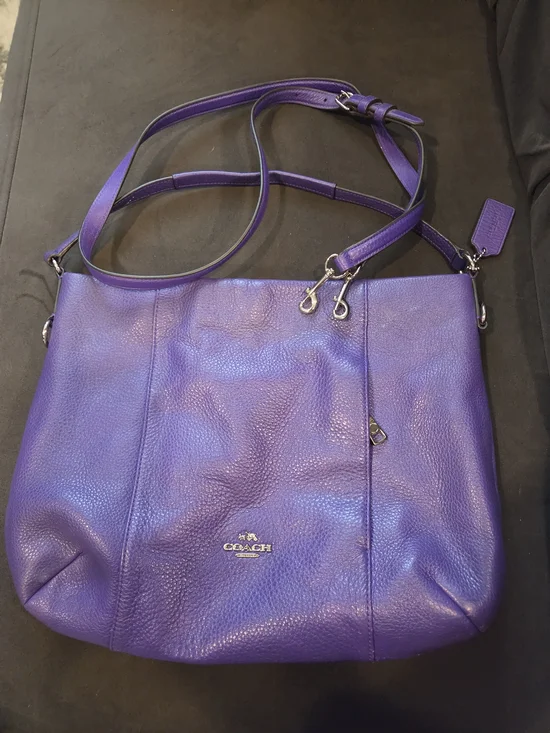 COACH Purple Pebbled Leather Crossbody Tote