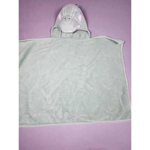Pottery Barn Kids Hooded Baby Towel Sage Green Dinosaur Terry Cotton Wrap