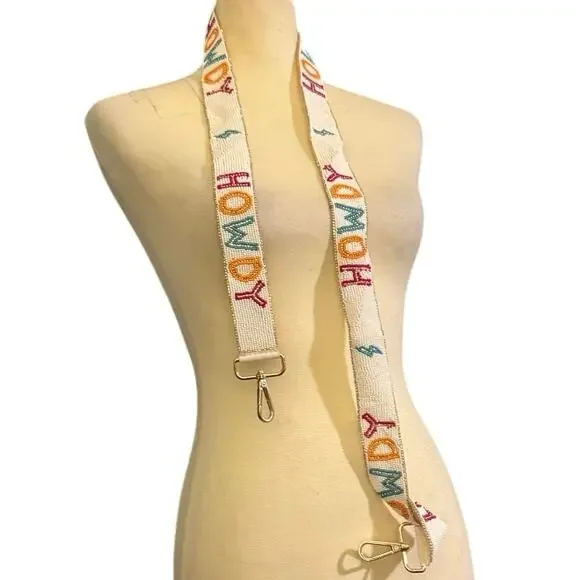 Howdy Beaded Western Purse Strap Multicolor Boho Adjustable Crossbody
