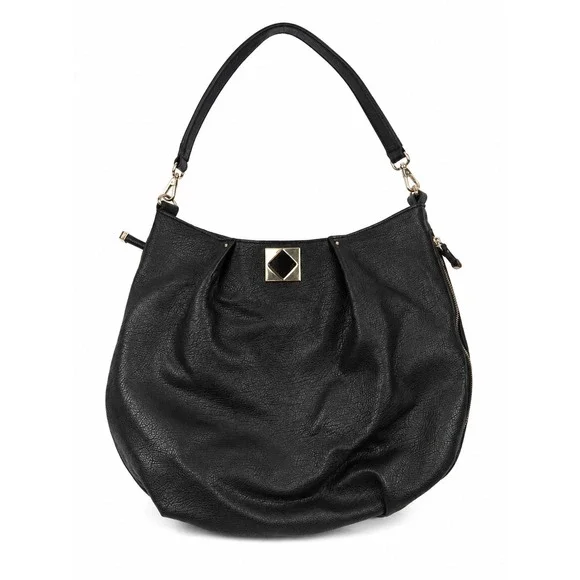 Big Buddha Vintage Y2K Black Pebbled Leather Slouchy Hobo Shoulder Bag Purse