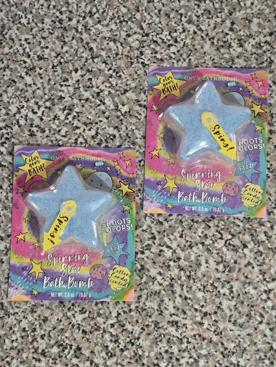 Spinning Star Bath Bomb for Kids - Blue