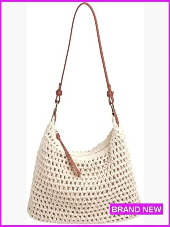 Small Knitted Crochet String Bag Handwoven Summer Beach Shoulder Purse