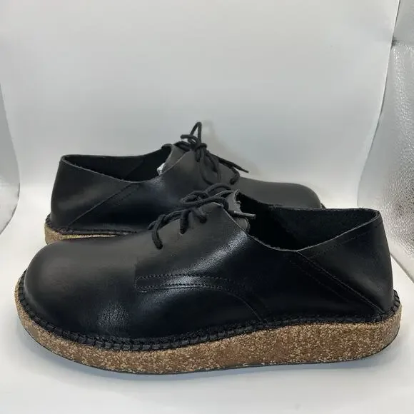 Birkenstock Gary Leather Shoes EU 41 Mens 8-8.5 Women 10-10.5 Vintage Wood Black