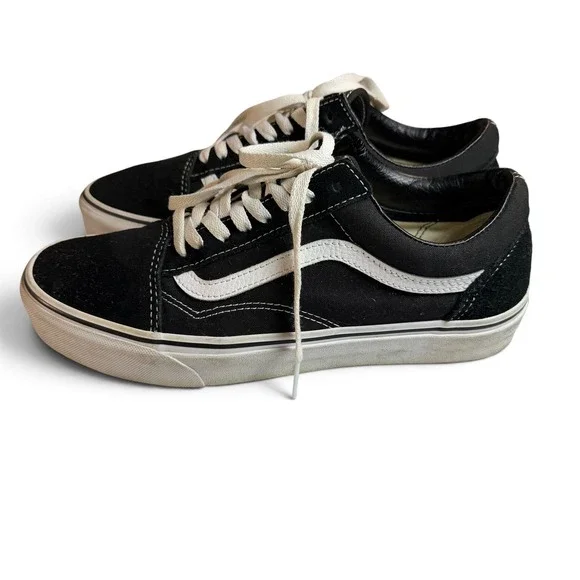 Vans Old Skool Black White Suede Canvas Skate Shoes Mens 8.5 Women 10 500714