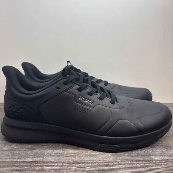 KURU Shift Men's 12 Sneaker Shoe‎ Jet Black Leather Anti-Slip Walking Work