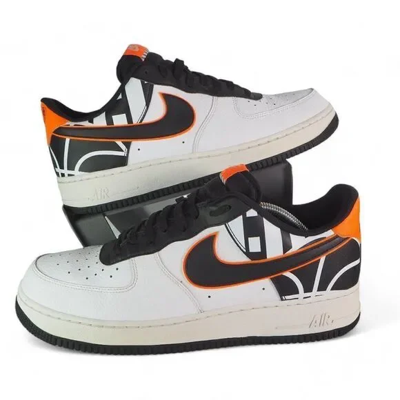Nike Air Force 1‎ '07 LV8 'White Black Orange' Sneakers 823511-104 Men's 12
