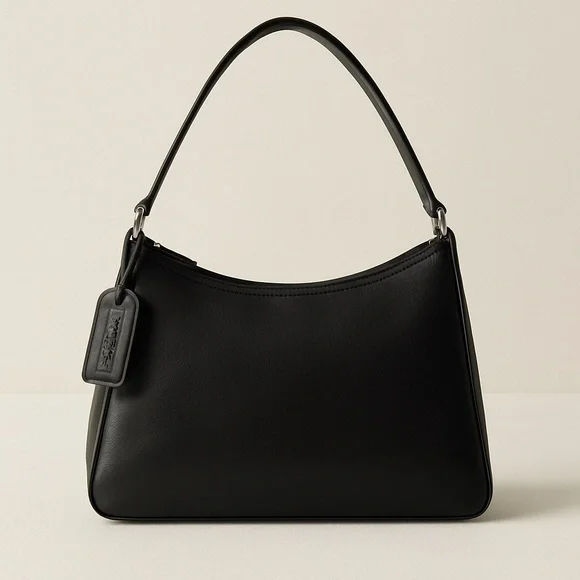 Aurielle Black Leather Shoulder Bag Handbag Card Case Key Chain 11.5x8.5